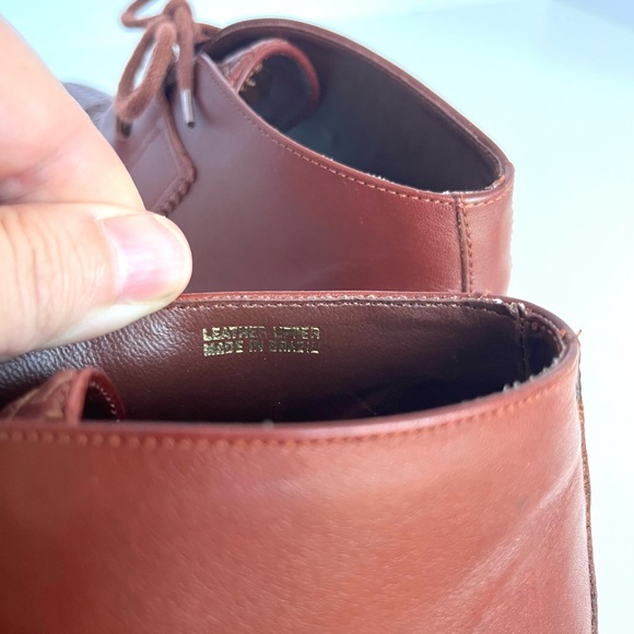 Vintage 90's Cognac Brown Woven Leather Ankle Boots Booties Pappagallo Size 8.5 - Picture 10 of 15